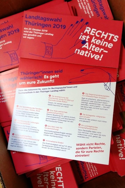 Flyer zur Landtagswahl 2019 - Rechts ist keine Alternative